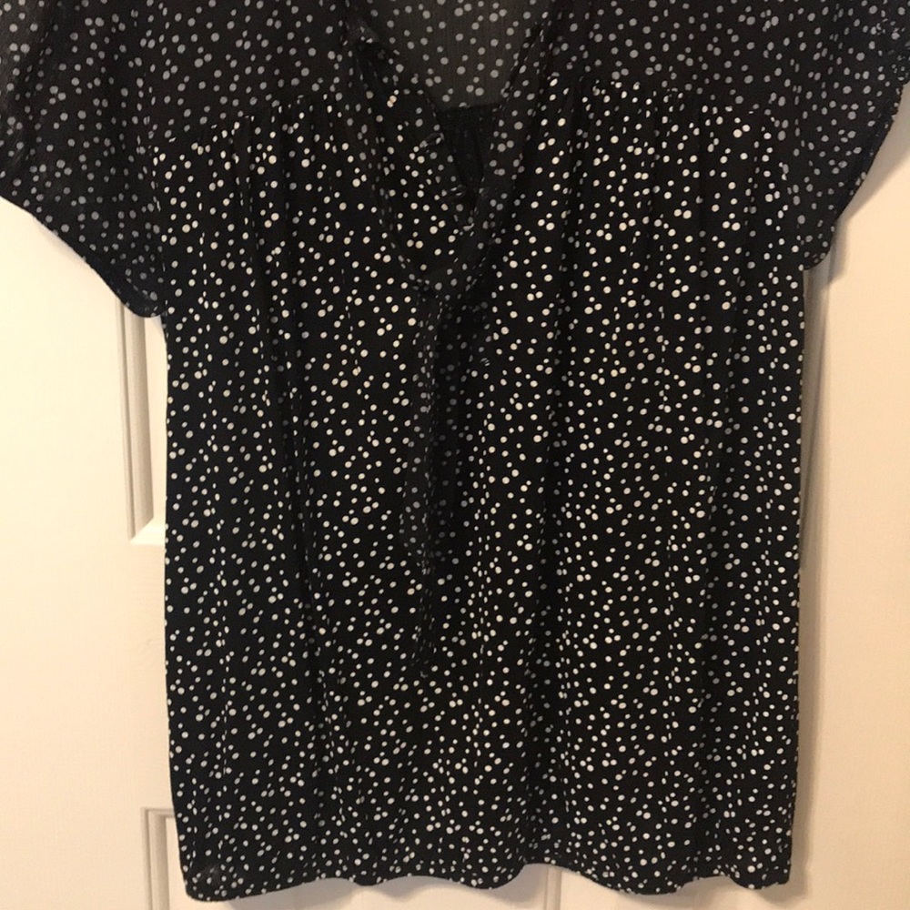 Black white polka dot blouse short sleeve